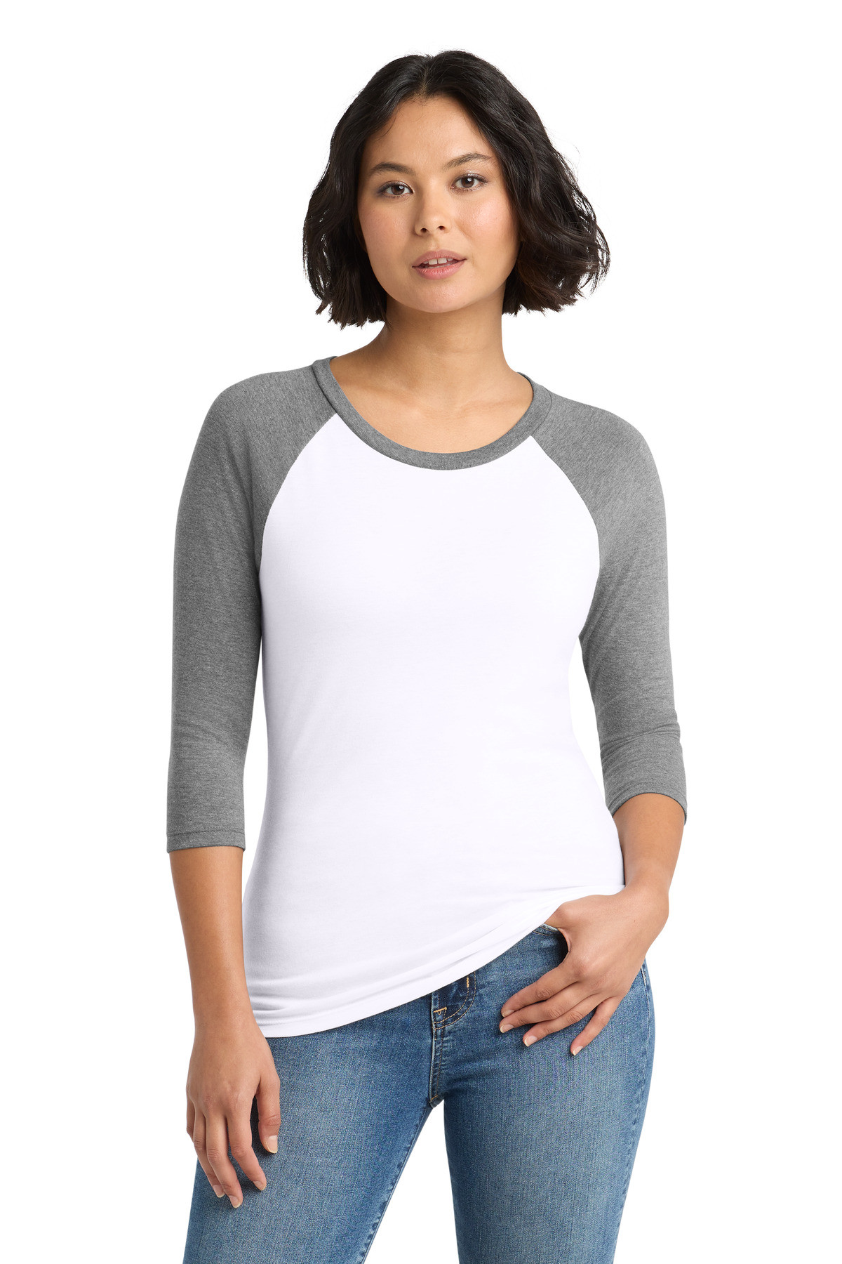 District-®--Women's-Perfect-Tri-®--3/4-Sleeve-Raglan.-DM136L-50