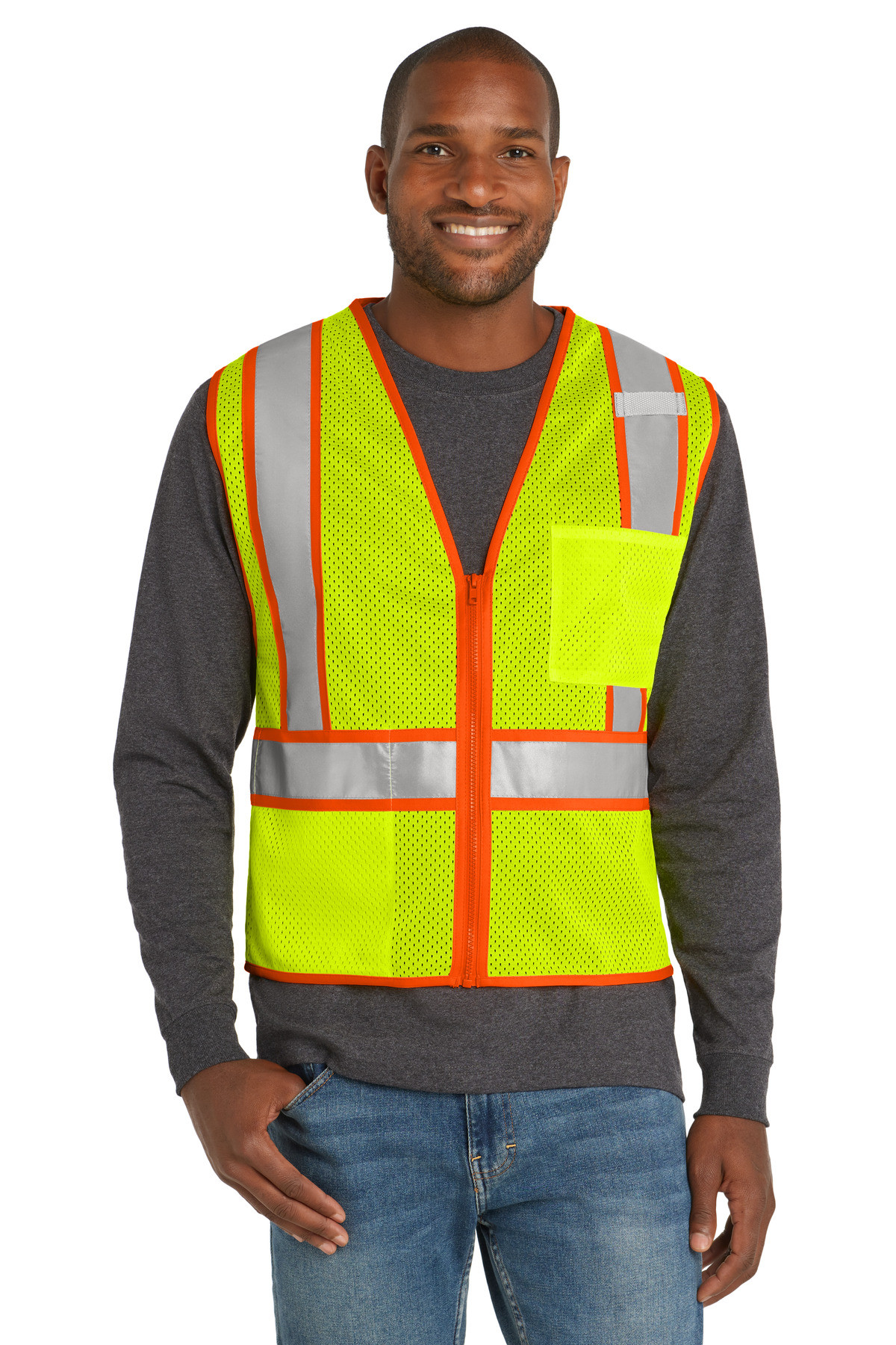 CornerStone--®--ANSI-107-Class-2-Mesh-Zippered-Two-Tone-Vest.-CSV103-35