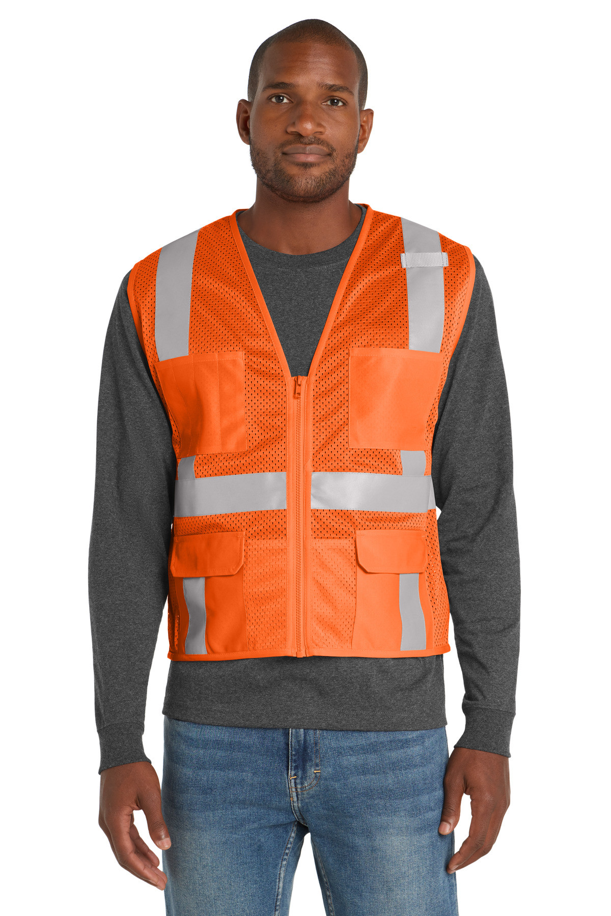 CornerStone--®--ANSI-107-Class-2-Mesh-Six-Pocket-Zippered-Vest.-CSV104-37