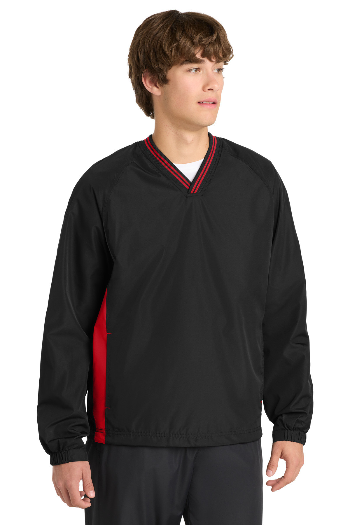 Sport-Tek-®--Tipped-V-Neck-Raglan-Wind-Shirt.-JST62-46