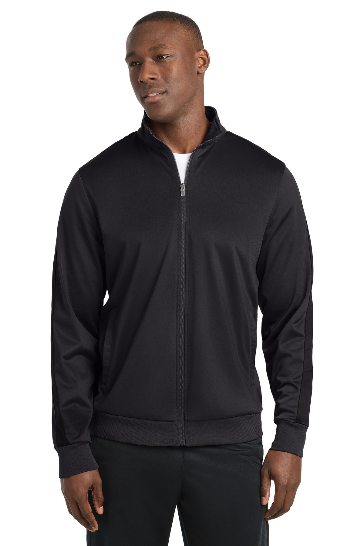 Sport-Tek--®--Tricot-Sleeve-Stripe-Track-Jacket.-JST94-19