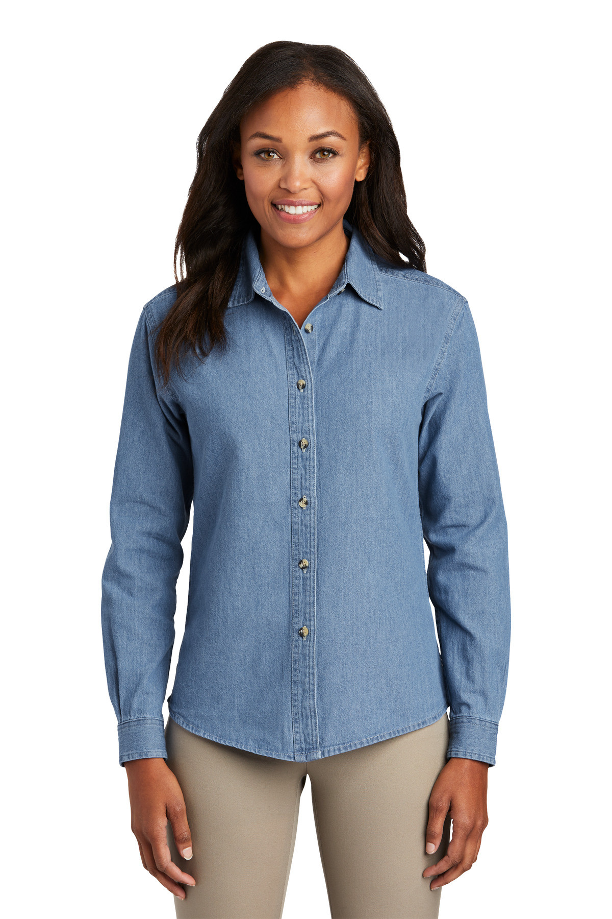 Port-&-Co---Women's-Long-Sleeve-Value-Denim-Shirt.--LSP10-1