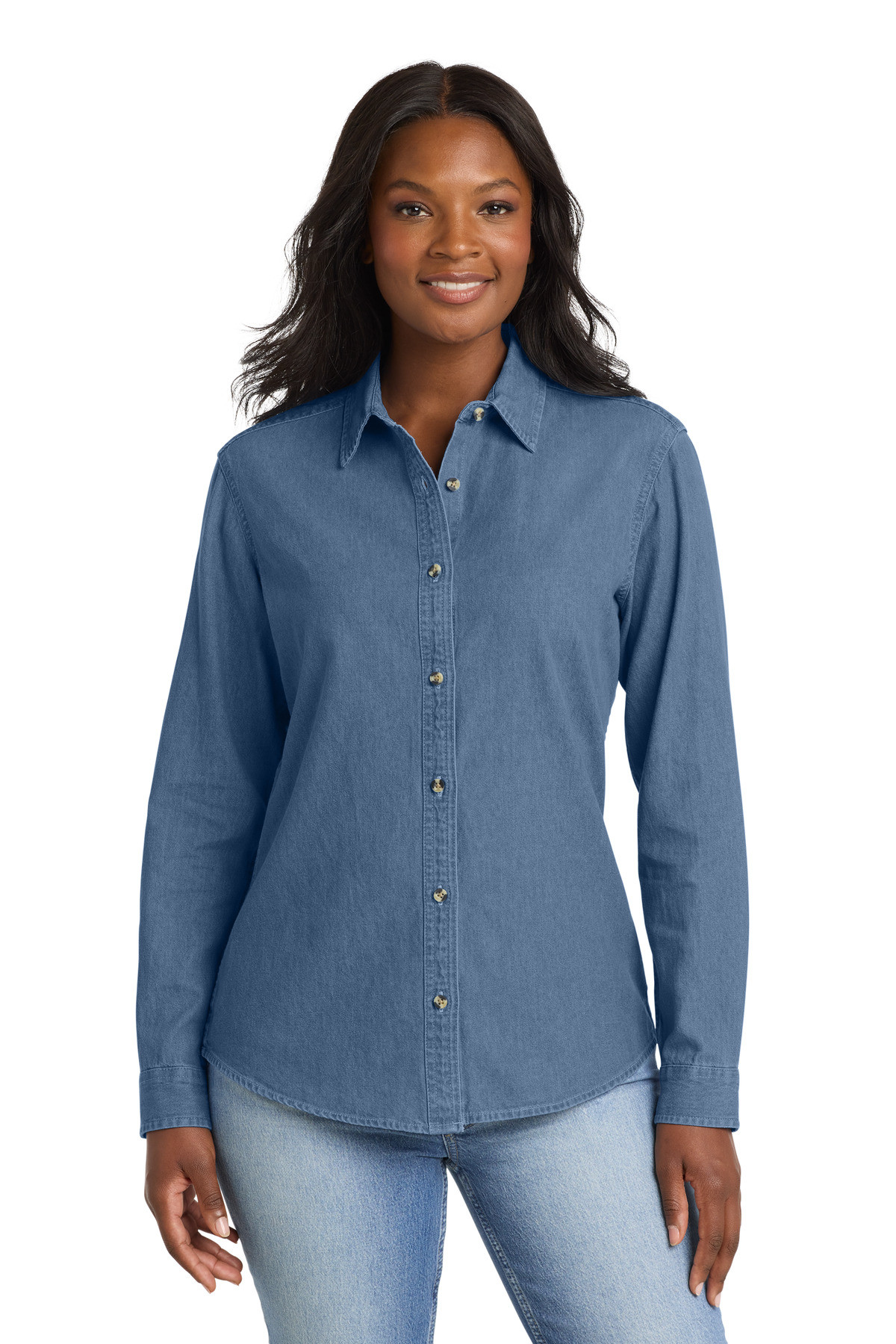 Port-&-Co-™--Women's-Long-Sleeve-Value-Denim-Shirt.--LSP10-46