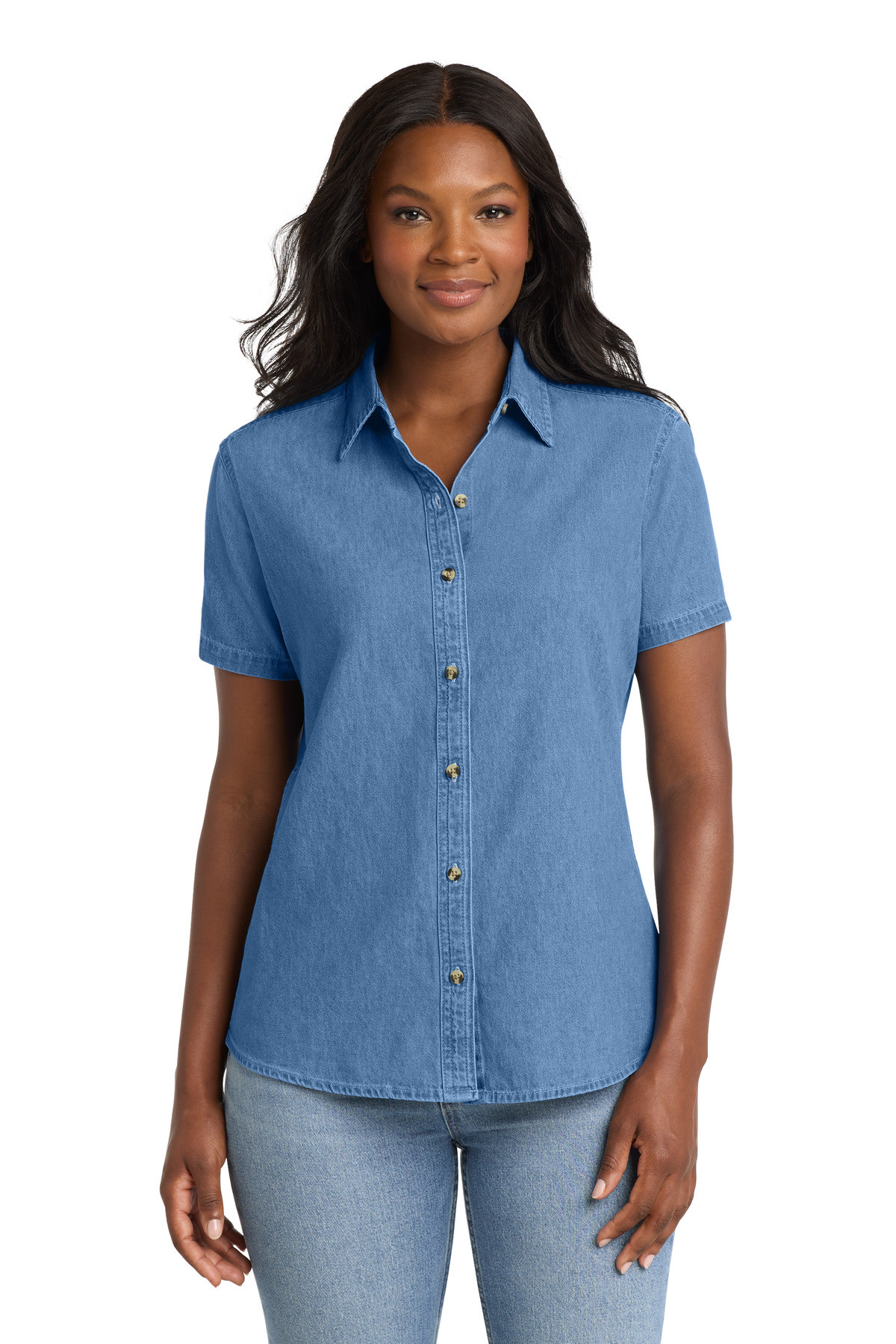 Port-&-Co-™--Women's-Short-Sleeve-Value-Denim-Shirt.--LSP11-4