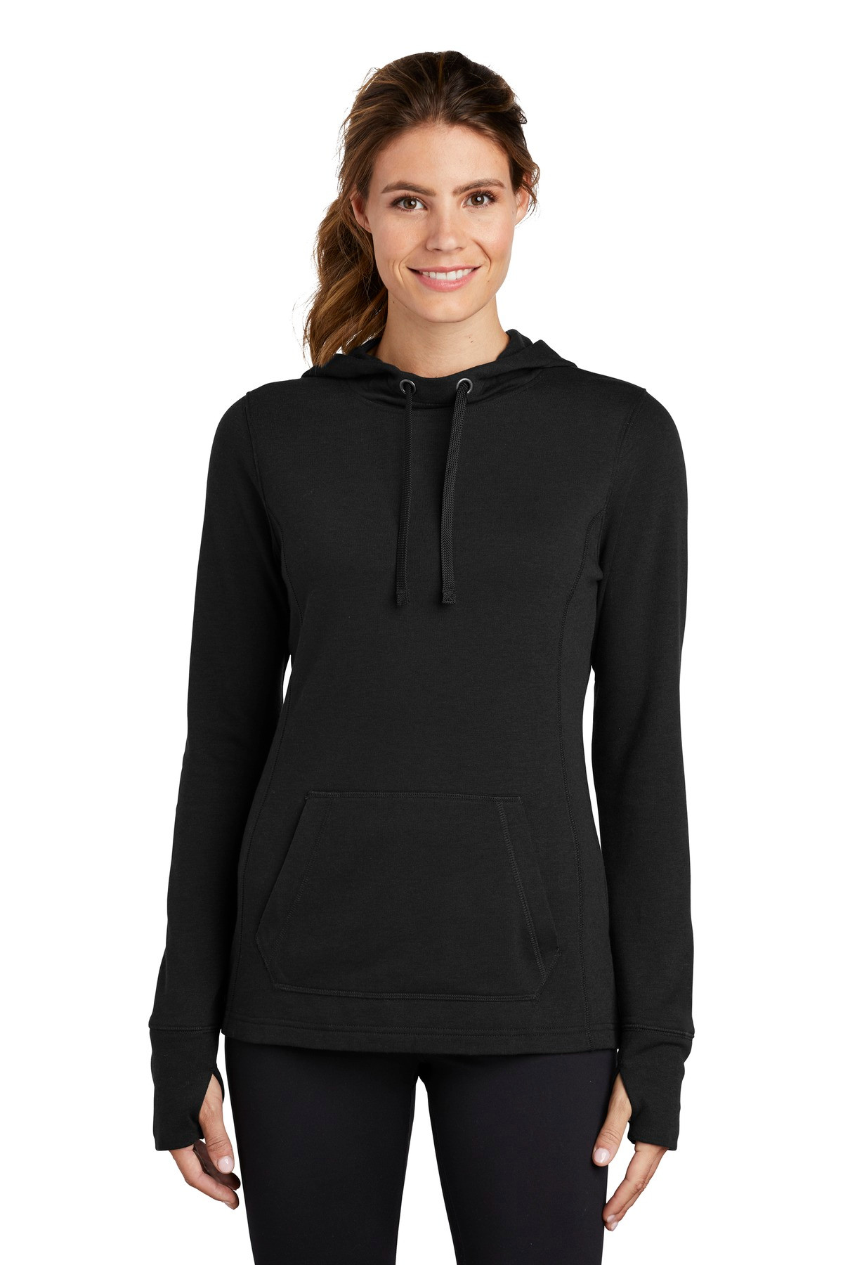 Tek--®--Women's-PosiCharge--®--Tri-Blend-Wicking-Fleece-Hooded-Pullover.-LST296-1