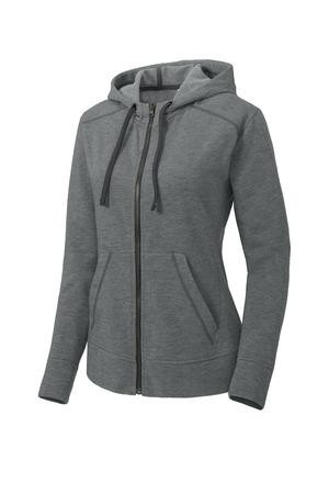 Sport-Tek  ®  Women's PosiCharge  ®  Tri-Blend Wicking Fleece Full-Zip Hooded Jacket LST293