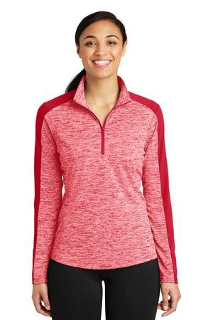 Sport-Tek ®  Women's PosiCharge ®  Electric Heather Colorblock 1/4-Zip Pullover. LST397