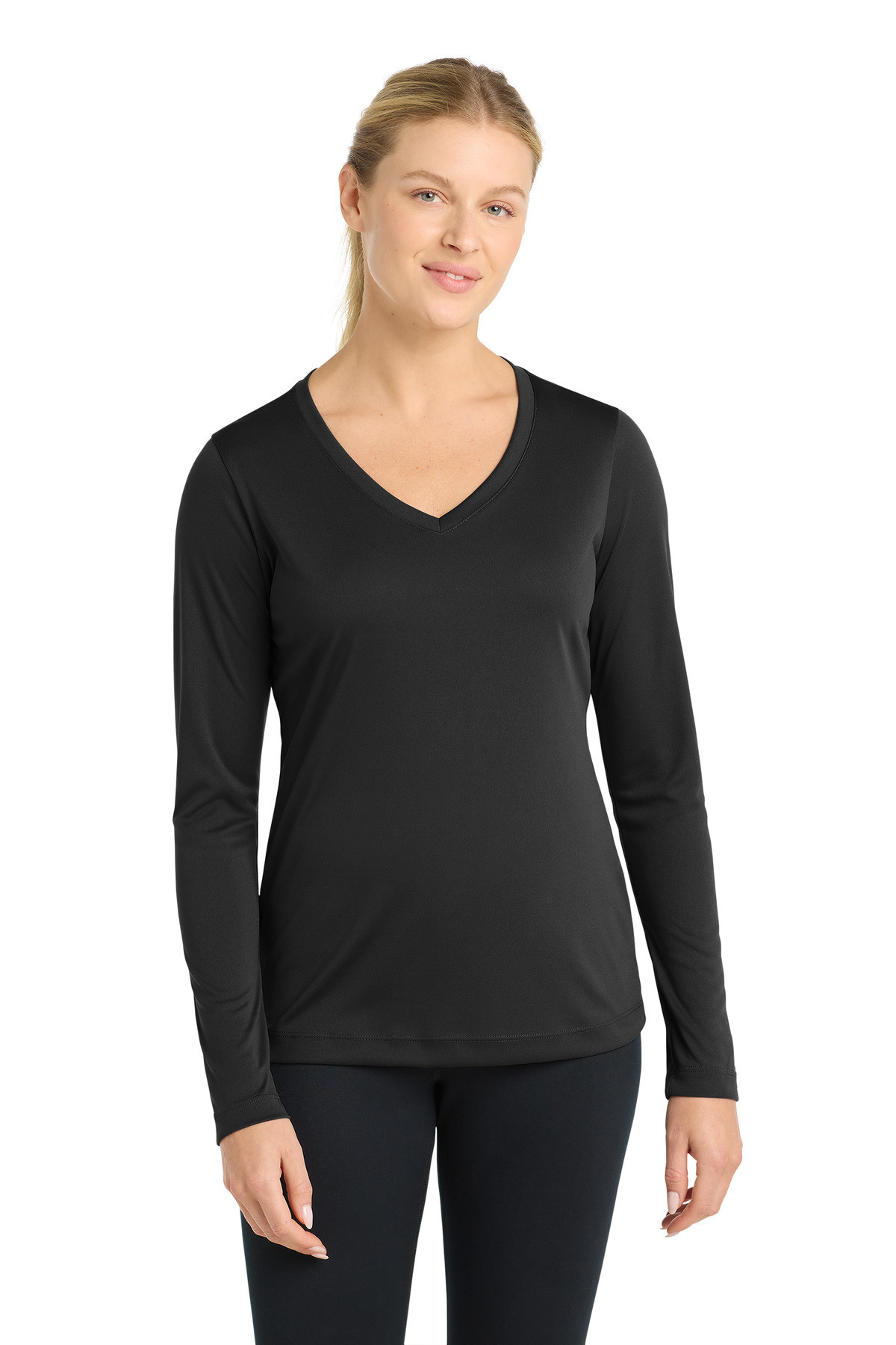 Sport-Tek-®--Women's-Long-Sleeve-PosiCharge-®--Competitor™-V-Neck-Tee.-LST353LS-42