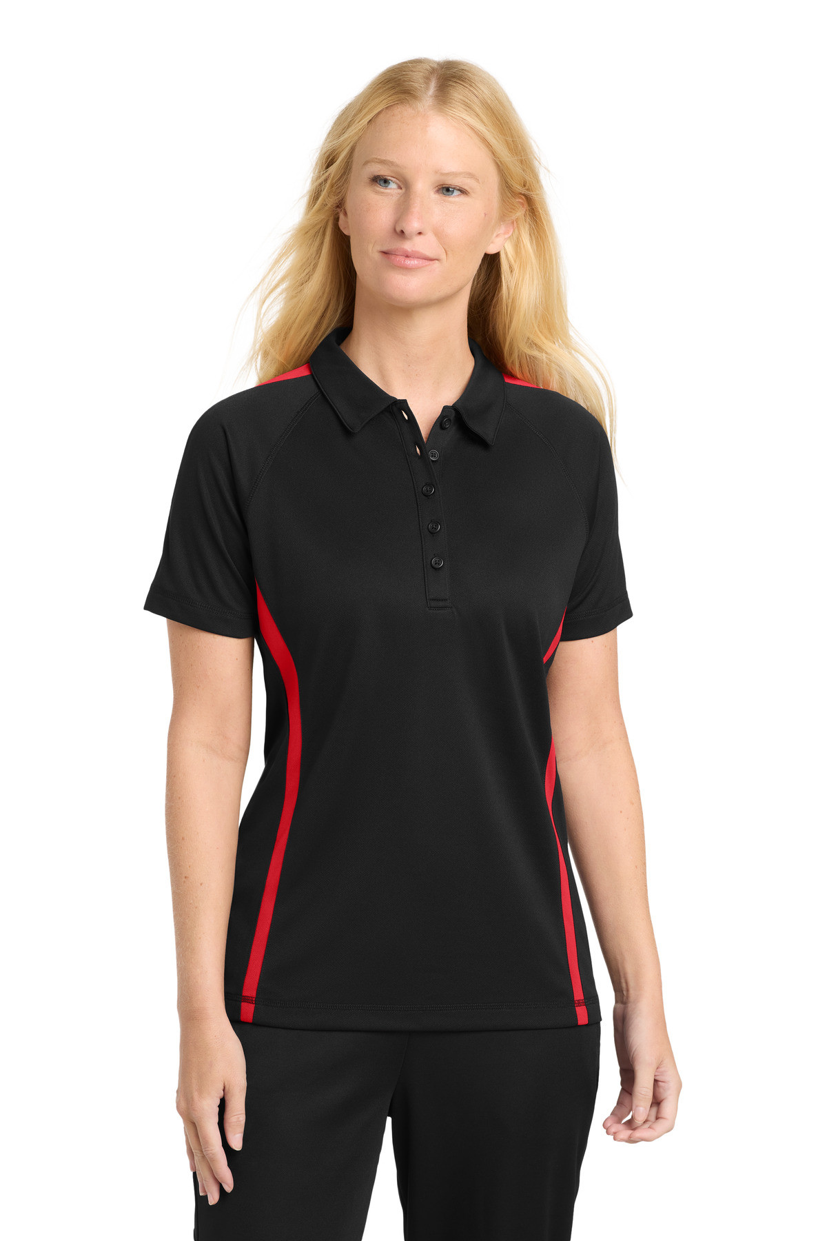 Sport-Tek-®--Women's-PosiCharge-®--Micro-Mesh-Colorblock-Polo.-LST685-12