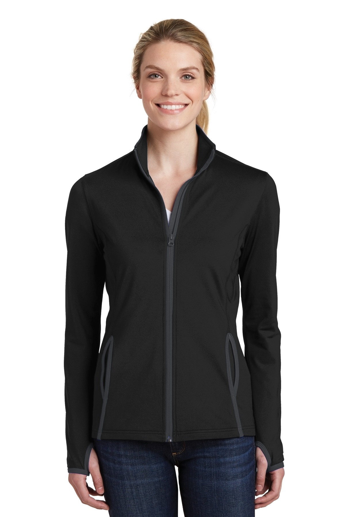 Tek-®--Women's-Sport-Wick-®--Stretch-Contrast-Full-Zip-Jacket.--LST853-1