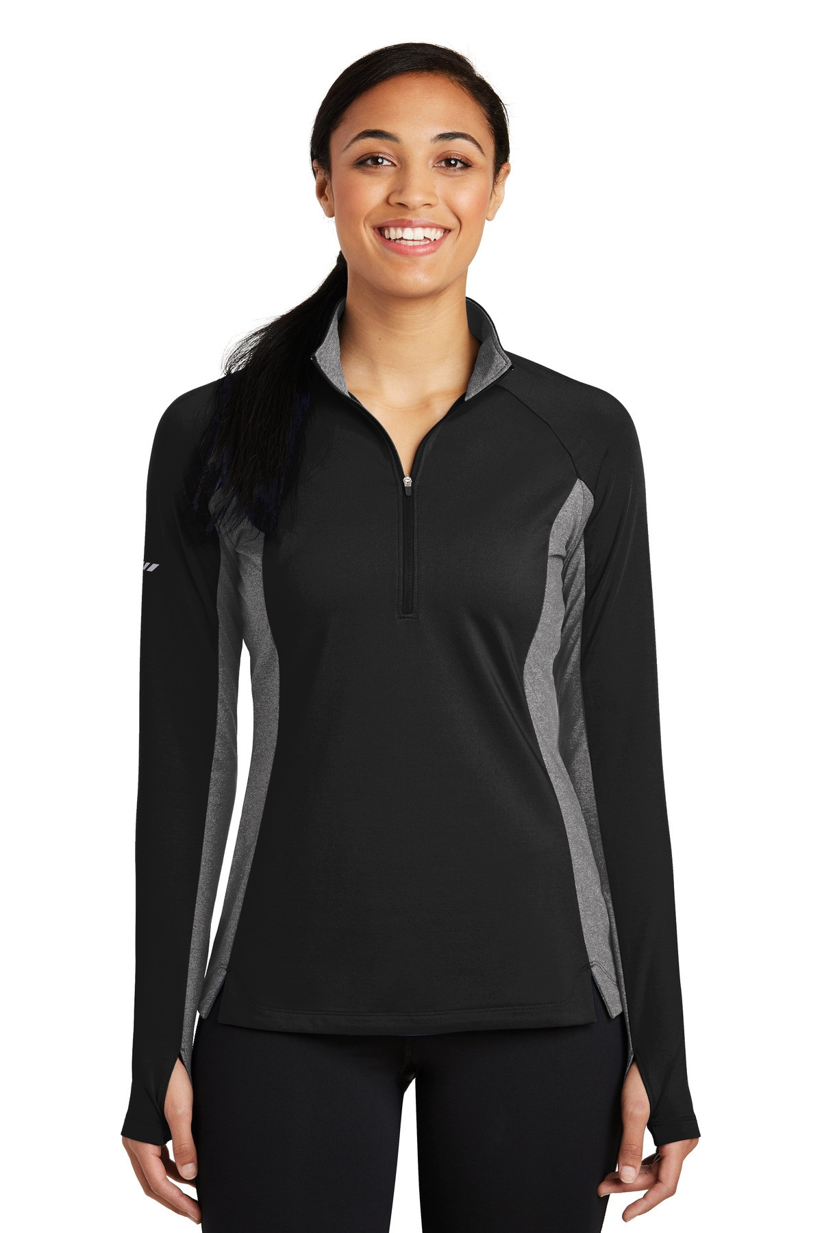 Tek-®--Women's-Sport-Wick-®--Stretch-Contrast-1/4-Zip-Pullover.-LST854-1