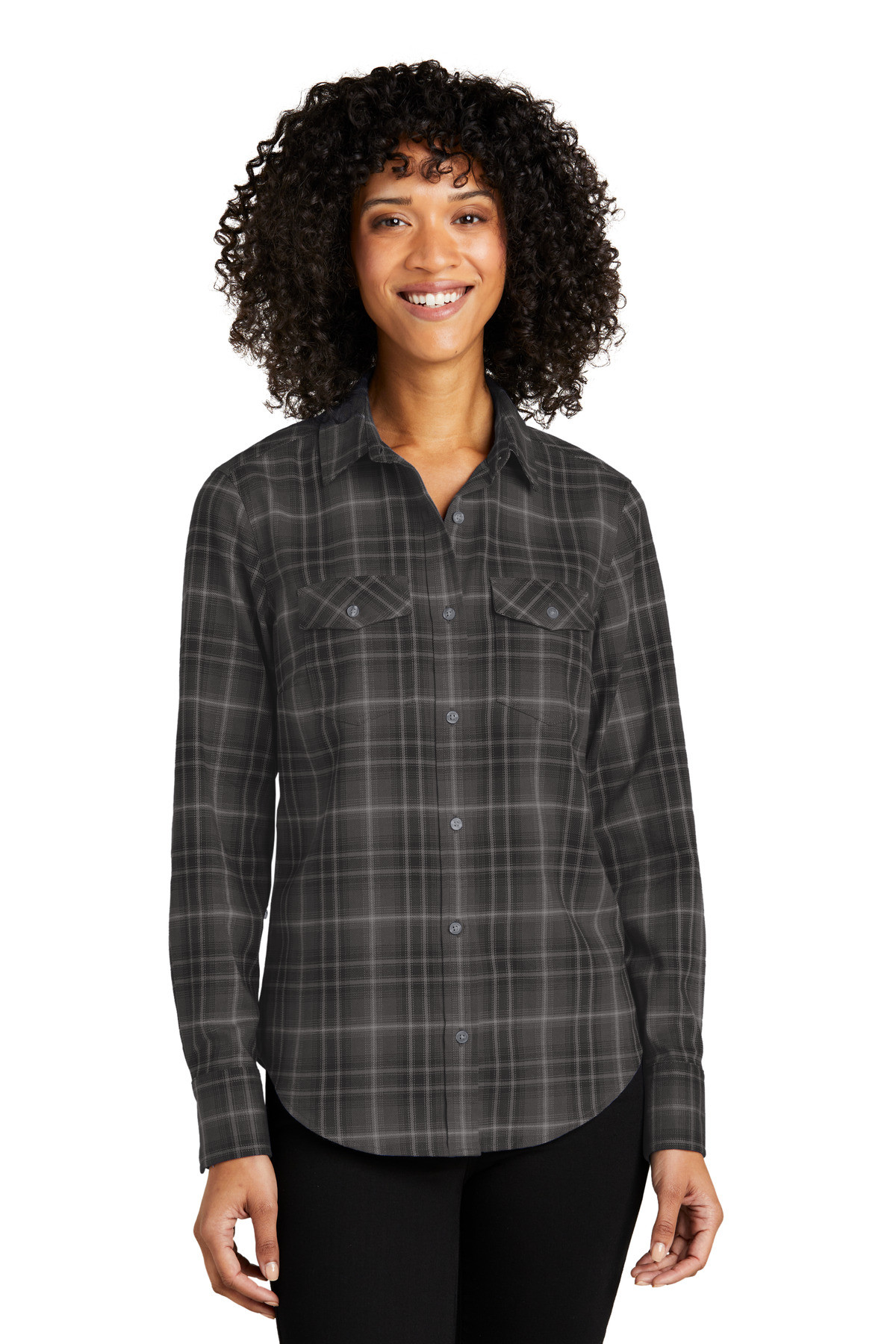Port-Authority-®--Women's-Long-Sleeve-Ombre-Plaid-Shirt-LW672-1