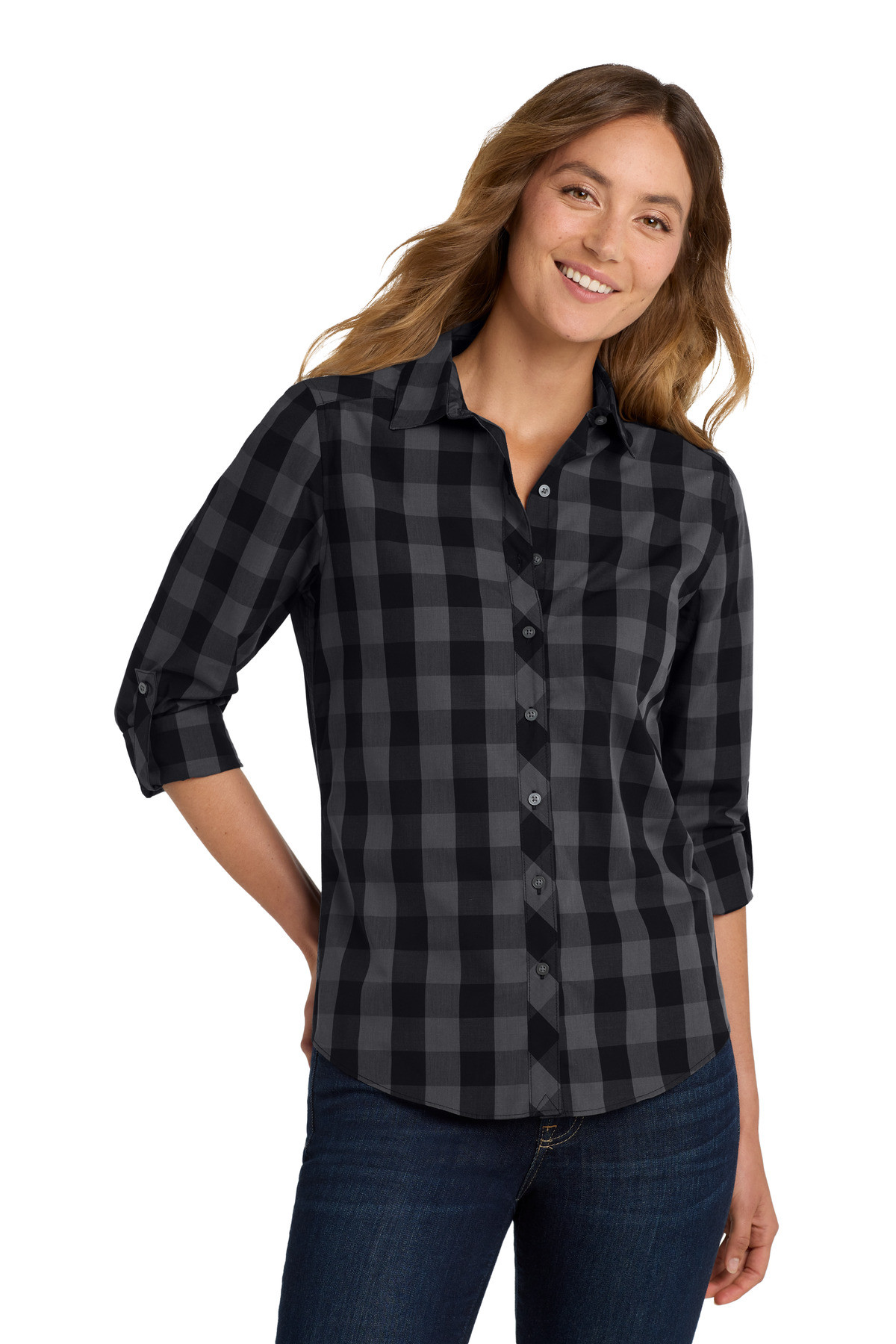 Port-Authority-®--Women's-Everyday-Plaid-Shirt.-LW670-1