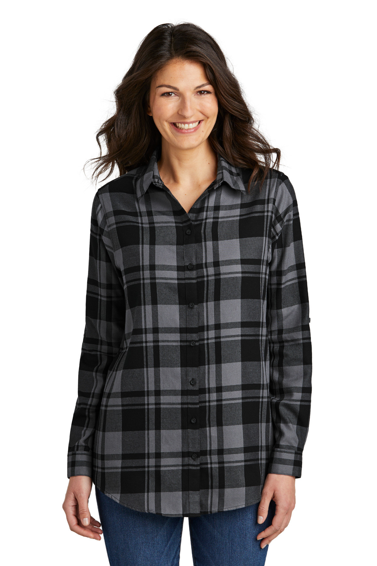 Port-Authority-®--Women's-Plaid-Flannel-Tunic-.-LW668-1