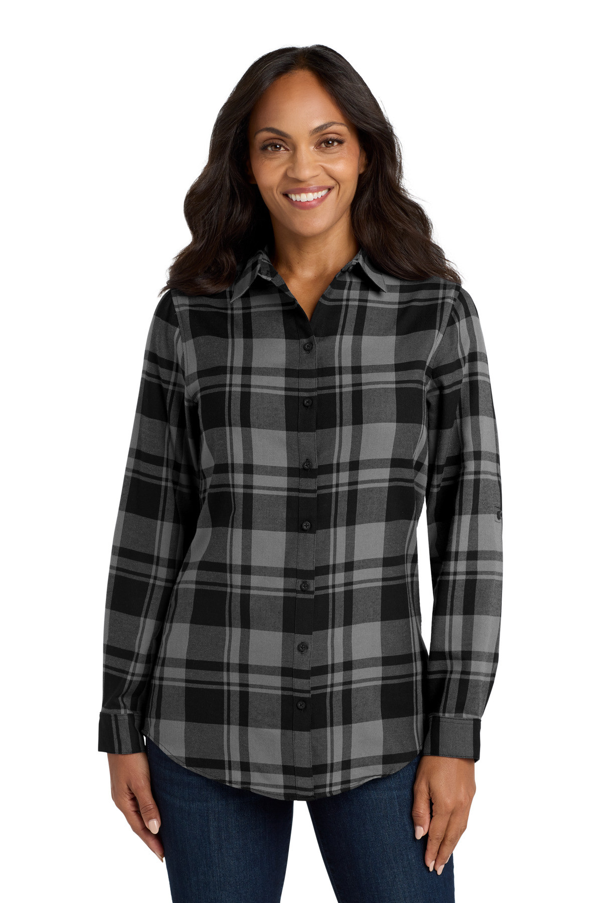 Port-Authority-®--Women's-Plaid-Flannel-Tunic-.-LW668-1