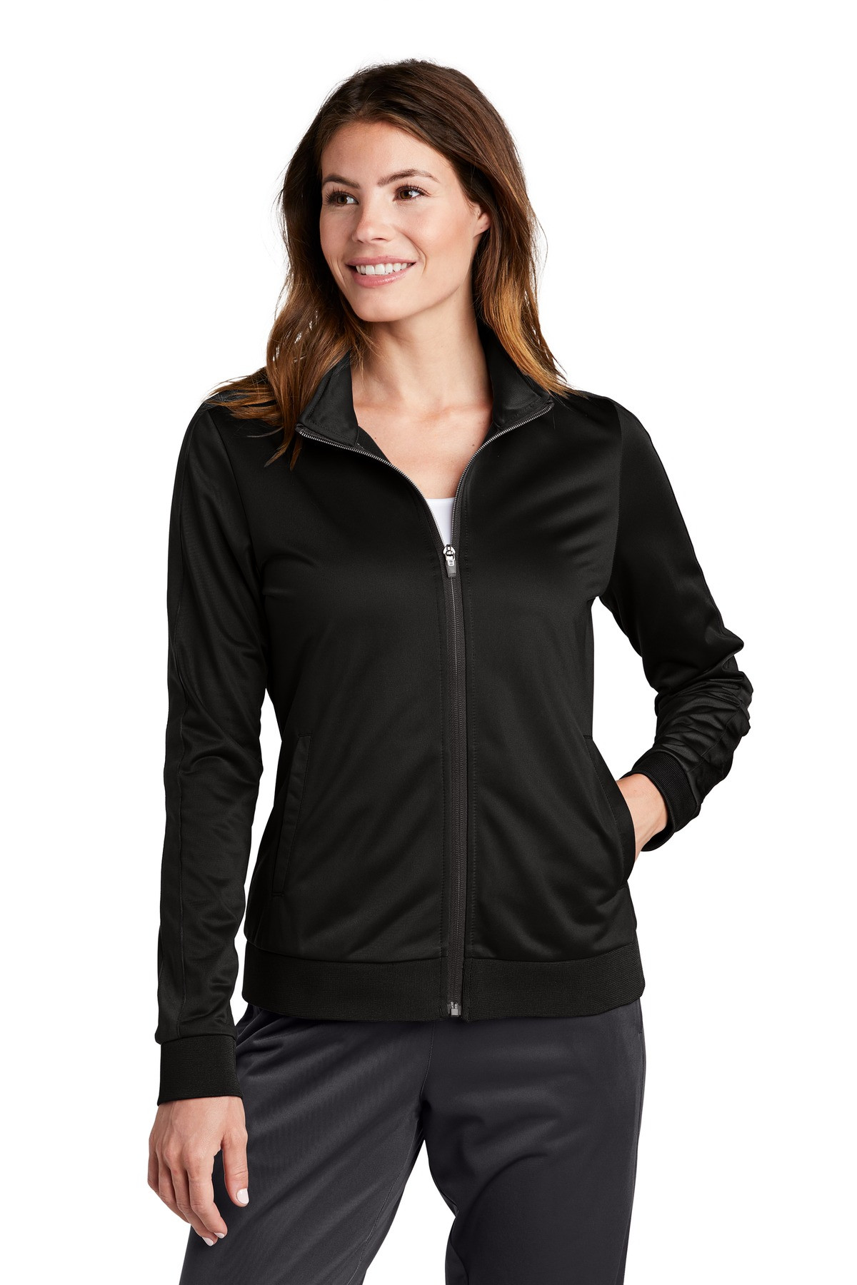 Tek--®--Ladies-Tricot-Sleeve-Stripe-Track-Jacket.-LST94-1