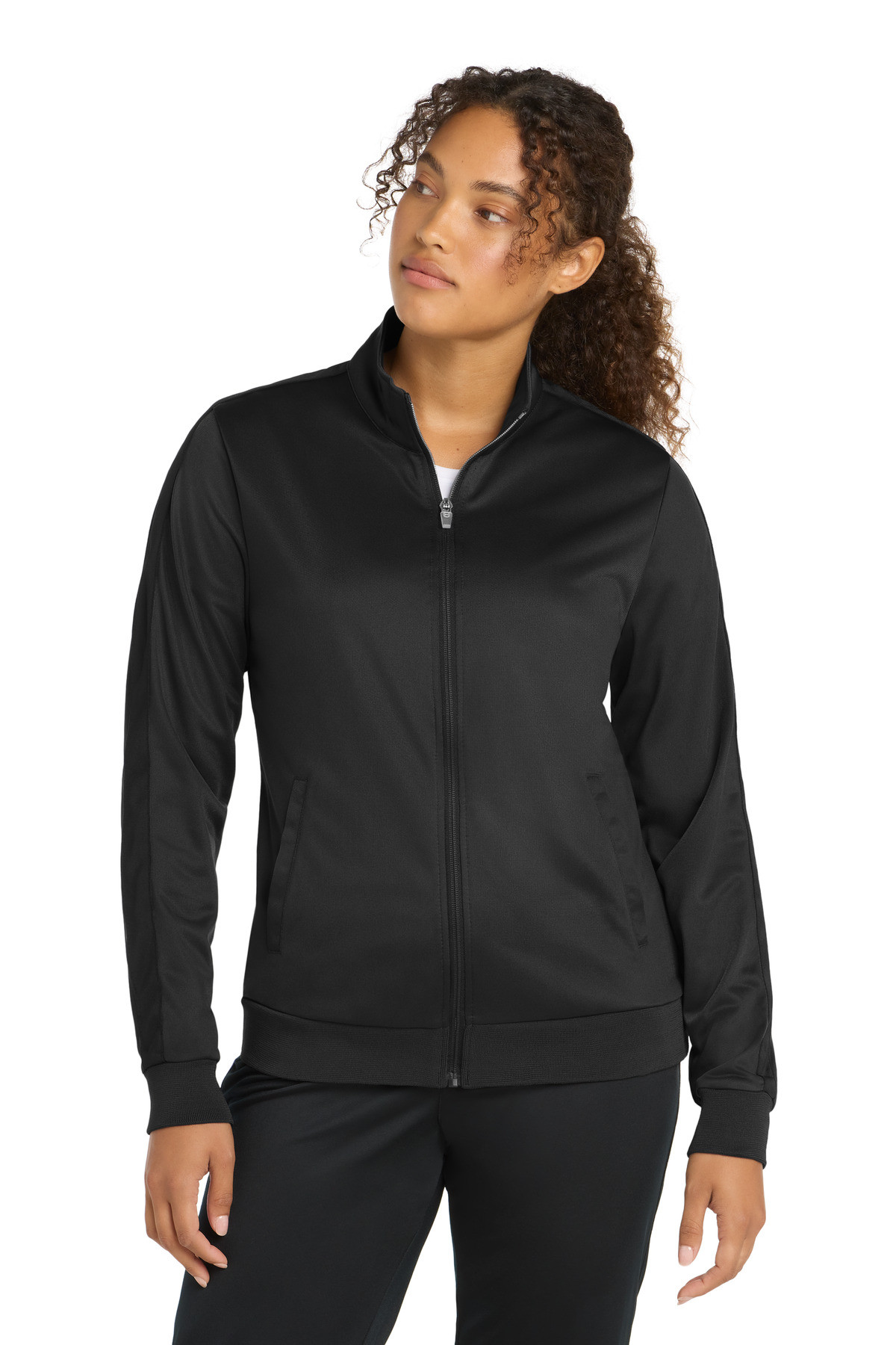 Sport-Tek--®--Ladies-Tricot-Sleeve-Stripe-Track-Jacket.-LST94-13