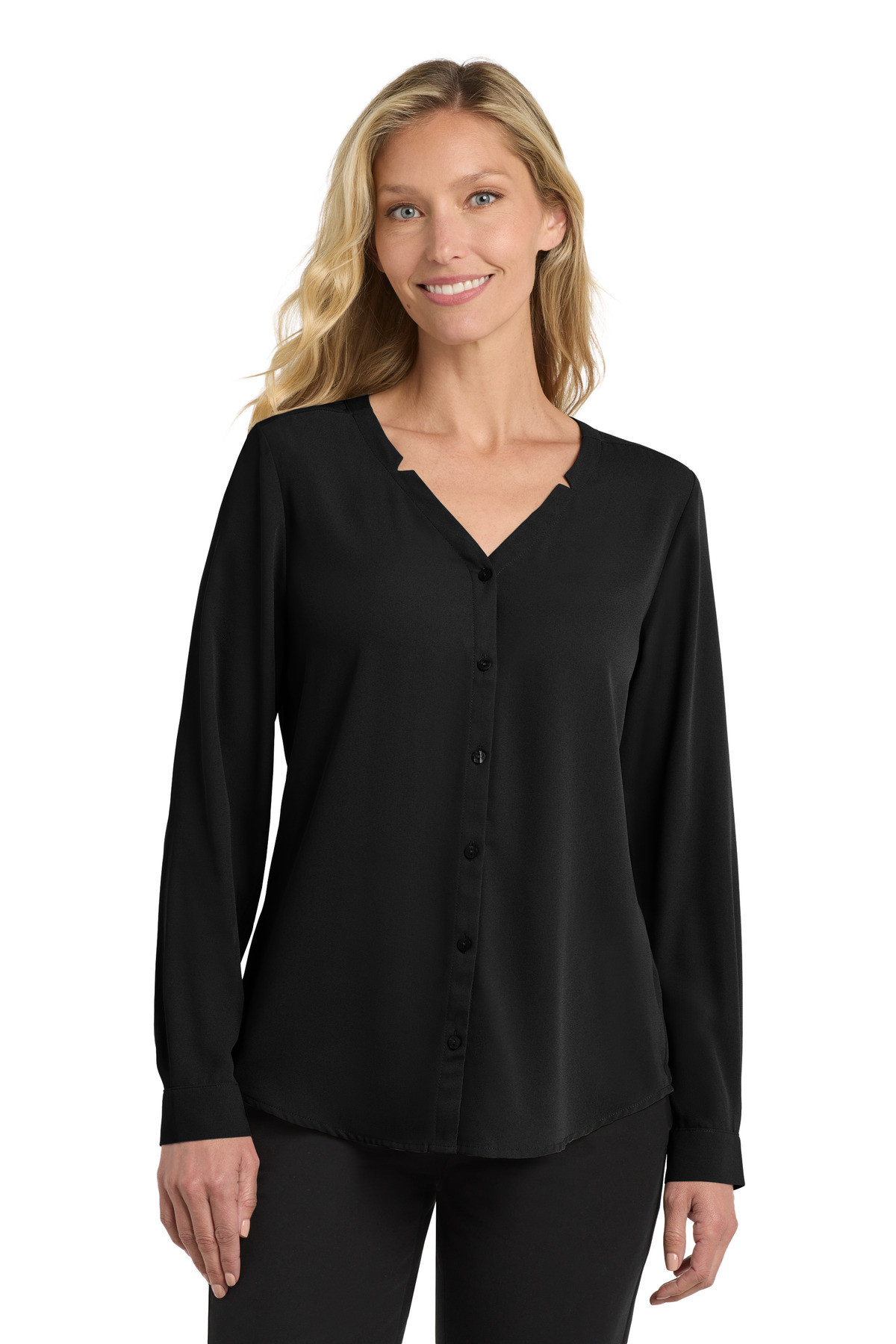Port-Authority-®--Women's-Long-Sleeve-Button-Front-Blouse.-LW700-9