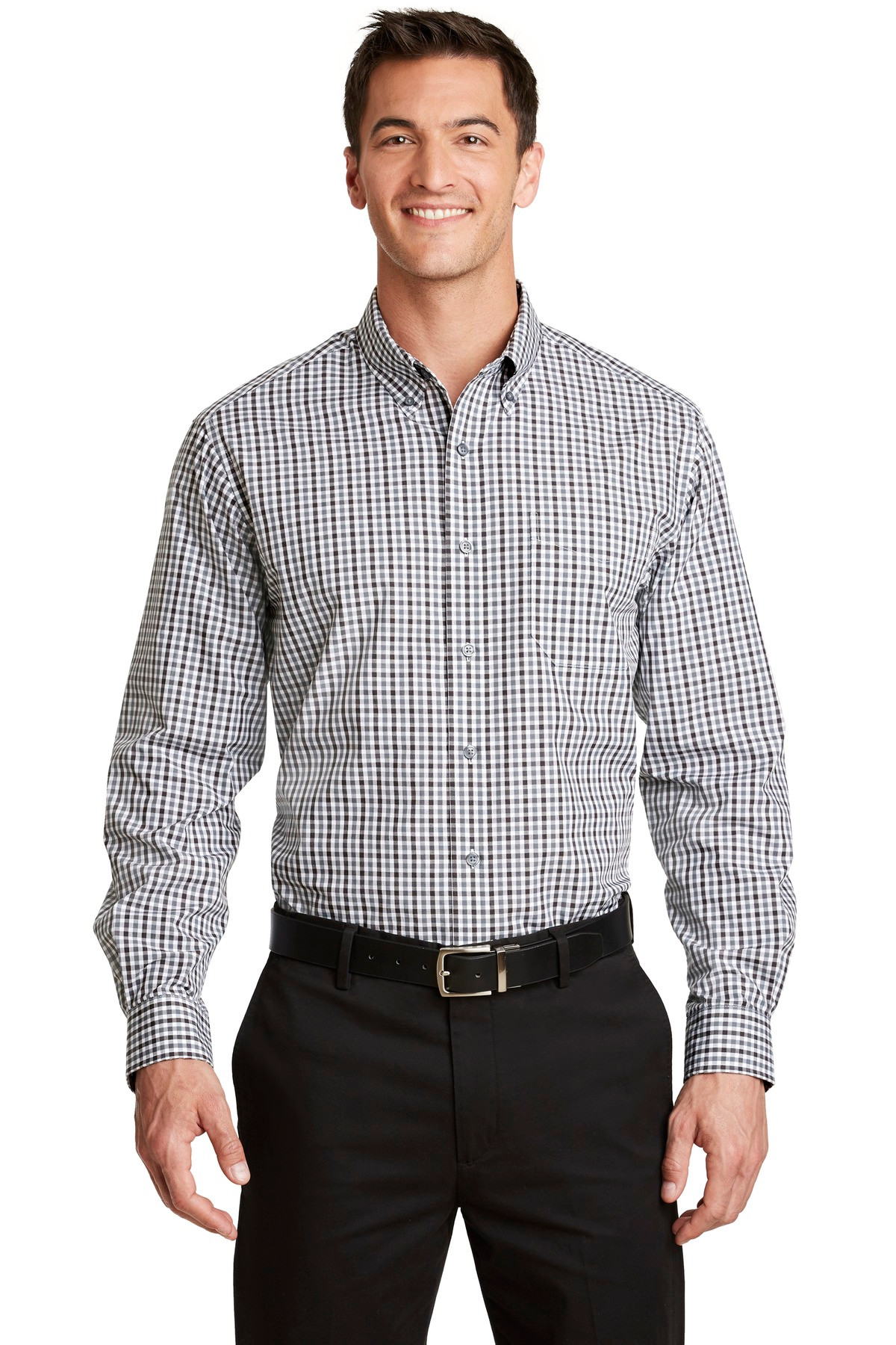Port-Authority-®--Long-Sleeve-Gingham-Easy-Care-Shirt.-S654-1