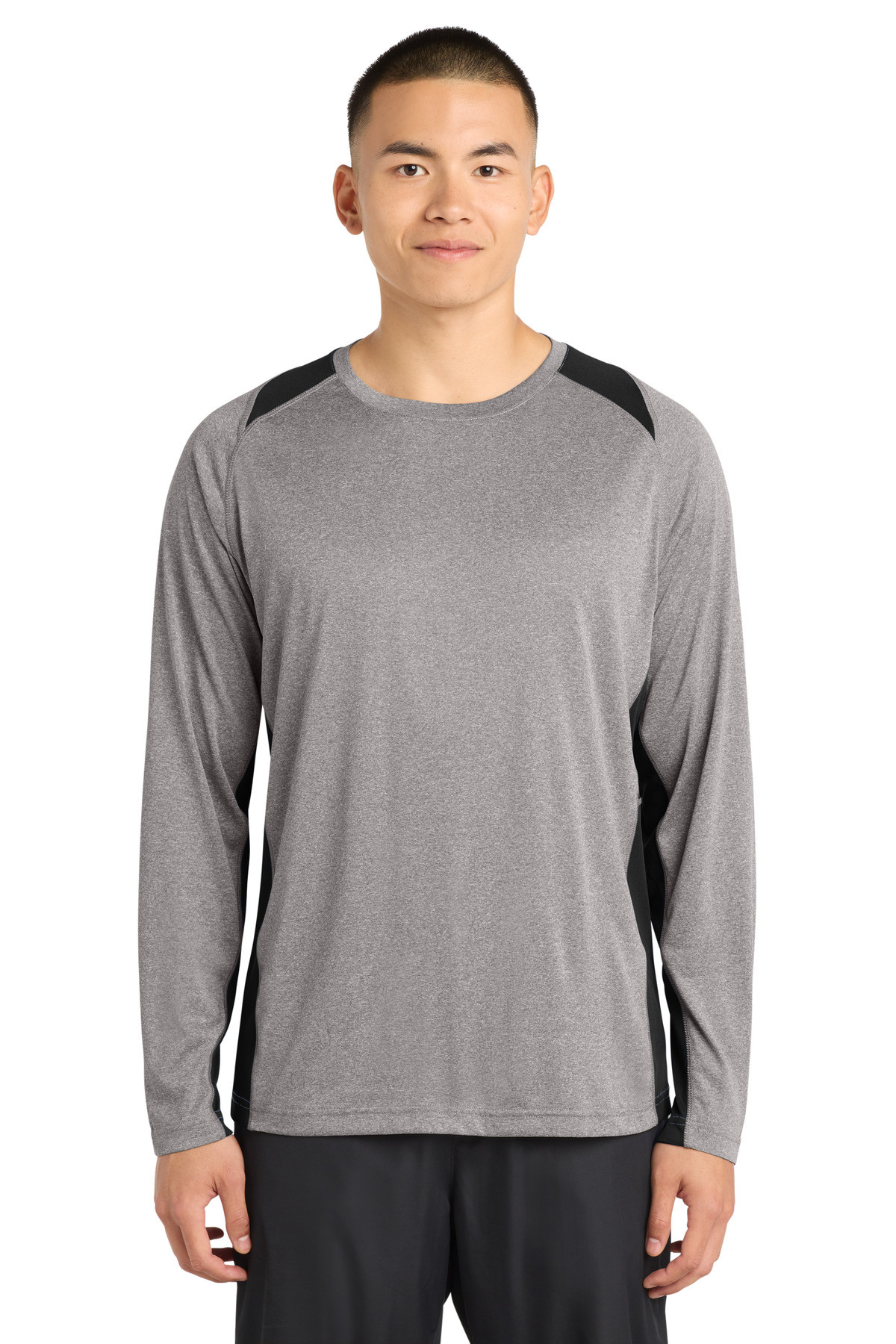 Sport-Tek-®--Long-Sleeve-Heather-Colorblock-Contender-™--Tee.-ST361LS-2