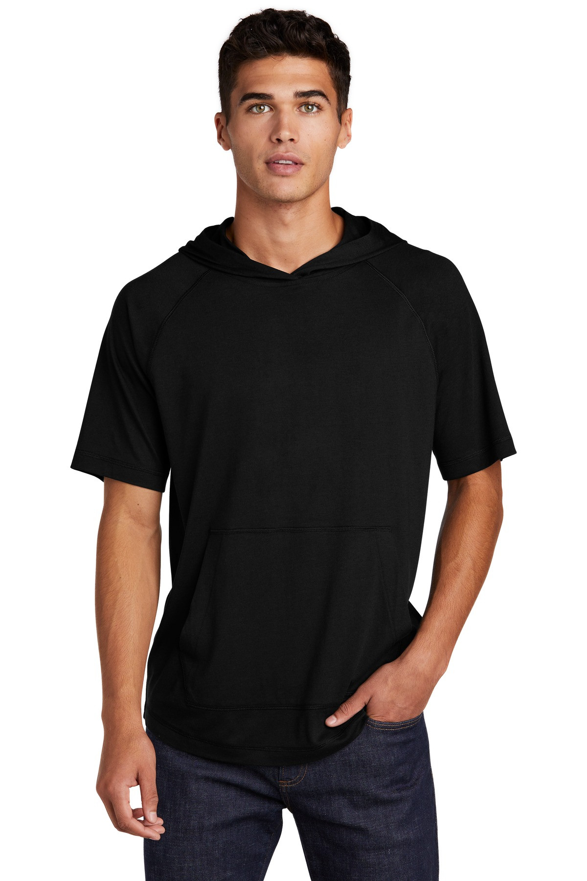 Tek--®--PosiCharge--®--Tri-Blend-Wicking-Short-Sleeve-Hoodie.-ST404-1