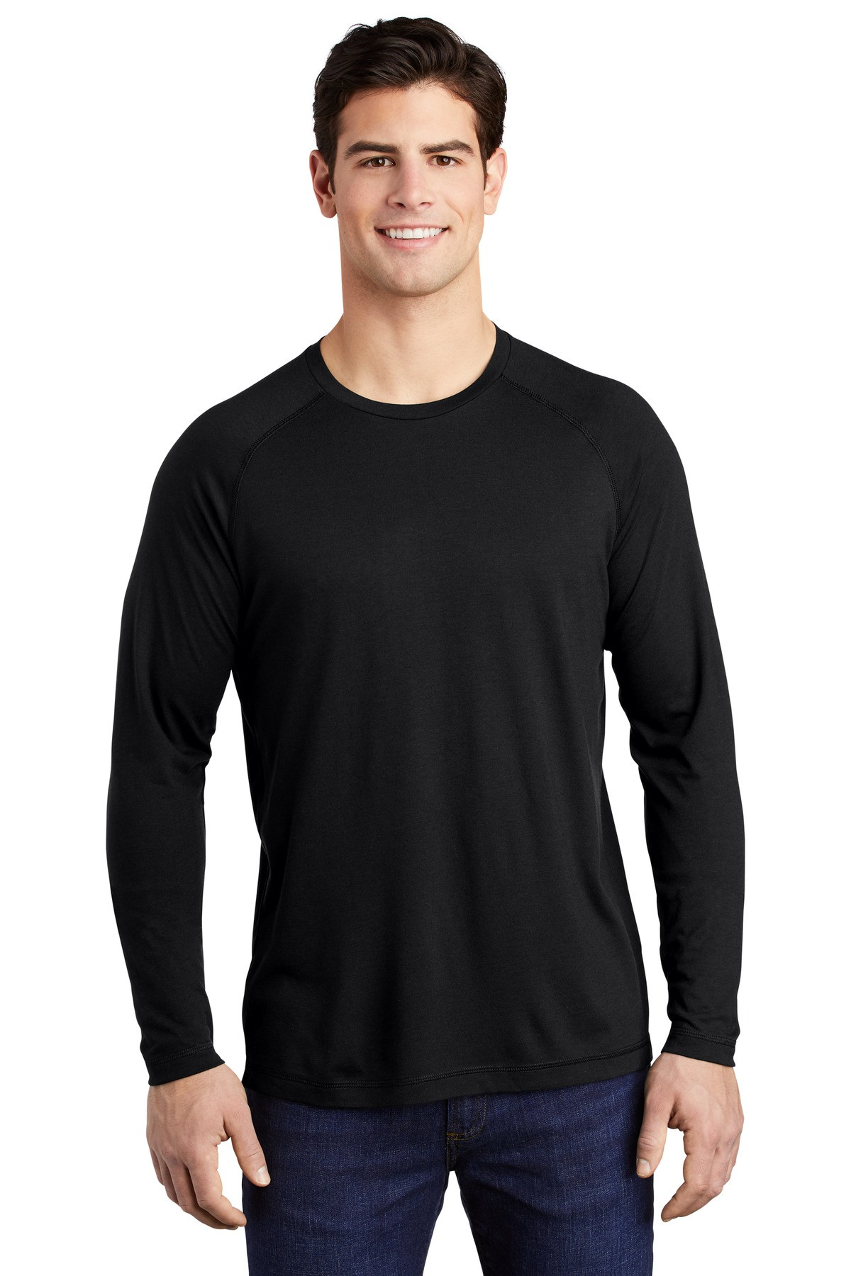 Tek--®--PosiCharge--®--Long-Sleeve-Tri-Blend-Wicking-Raglan-Tee-ST400LS-1