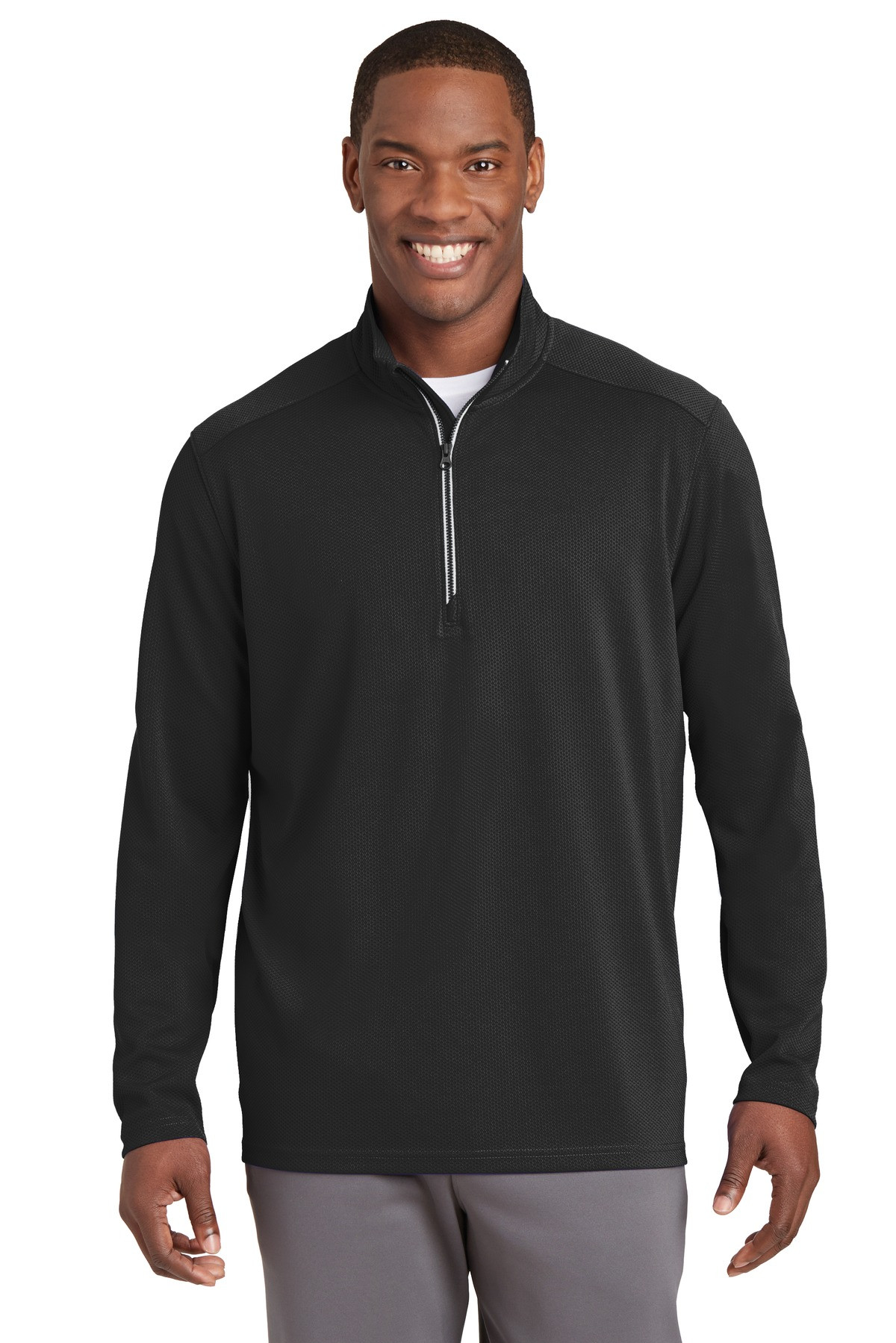 Tek-®--Sport-Wick-®--Textured-1/4-Zip-Pullover.--ST860-1