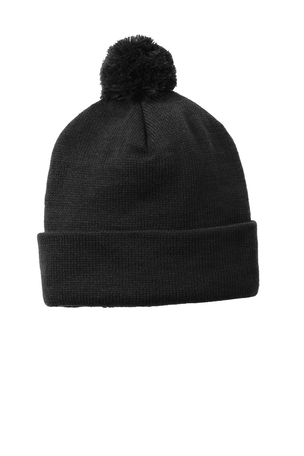 Sport-Tek--®--Solid-Pom-Pom-Beanie.-STC37-48