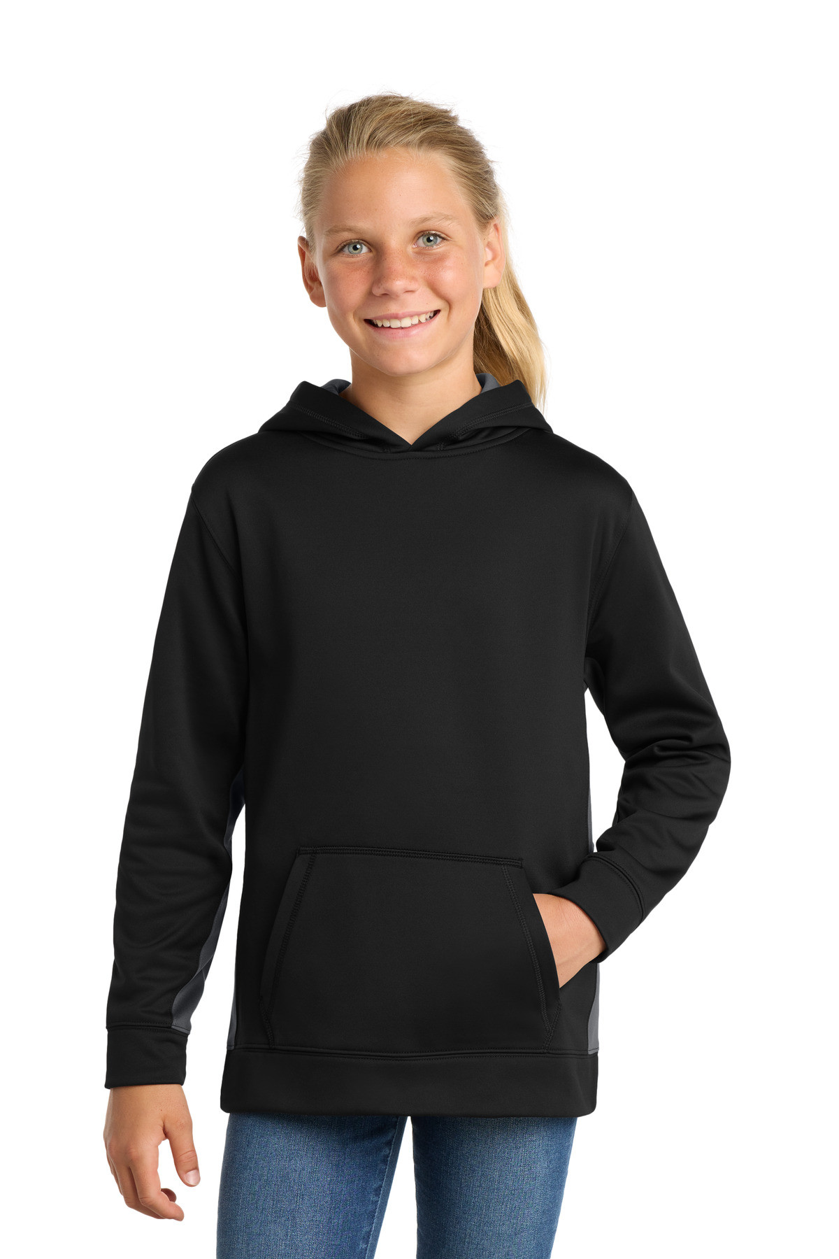 Sport-Tek-®--Youth-Sport-Wick-®--Fleece-Colorblock-Hooded-Pullover.--YST235-11