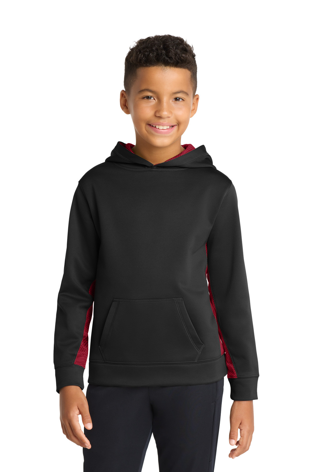 Sport-Tek-®--Youth-Sport-Wick-®--CamoHex-Fleece-Colorblock-Hooded-Pullover.--YST239-4