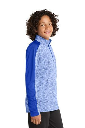 Sport-Tek  ®  Youth PosiCharge  ®  Electric Heather Colorblock 1/4-Zip Pullover. YST397
