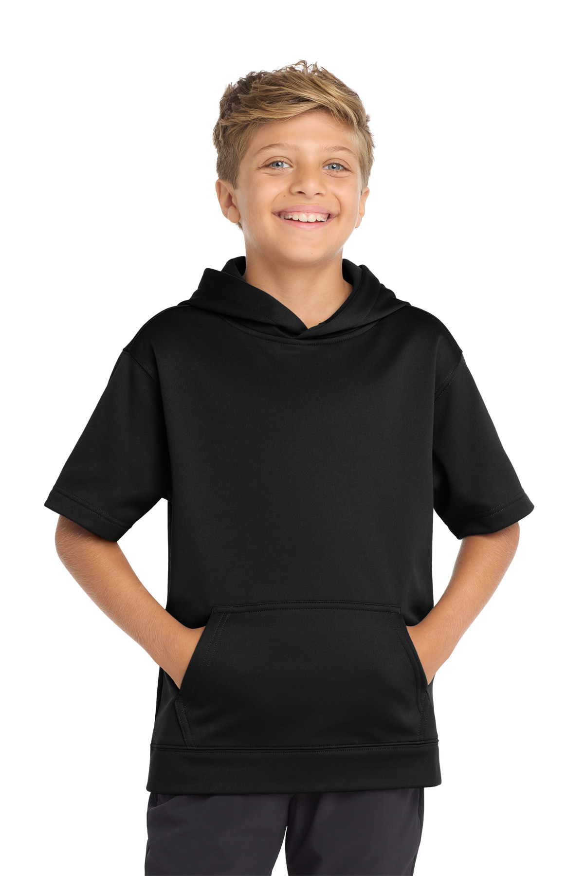 Sport-Tek--®--Youth-Sport-Wick--®--Fleece-Short-Sleeve-Hooded-Pullover.-YST251-42