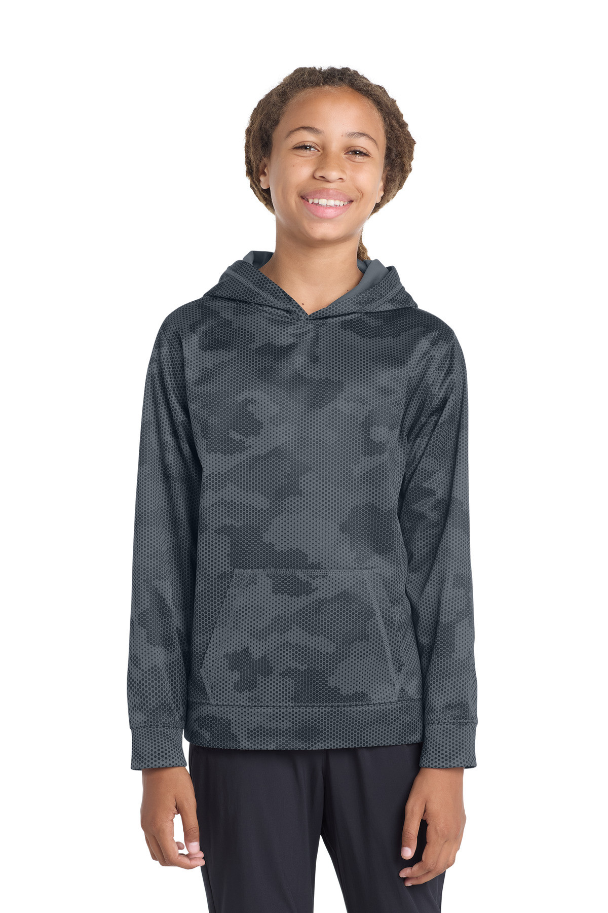 Sport-Tek-®--Youth-Sport-Wick-®--CamoHex-Fleece-Hooded-Pullover.--YST240-24