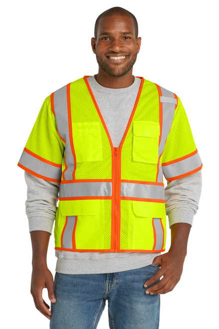 CornerStone--®--ANSI-107-Class-3-Surveyor-Mesh-Zippered-Two-Tone-Short-Sleeve-Vest.-CSV106-42