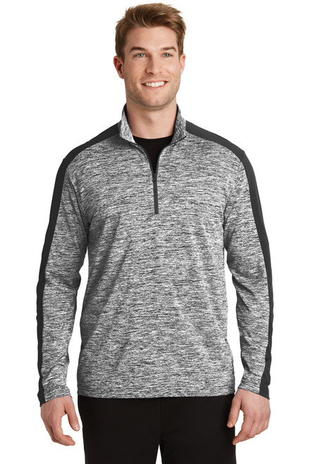 Tek-®--PosiCharge-®--Electric-Heather-Colorblock-1/4-Zip-Pullover.-ST397-1
