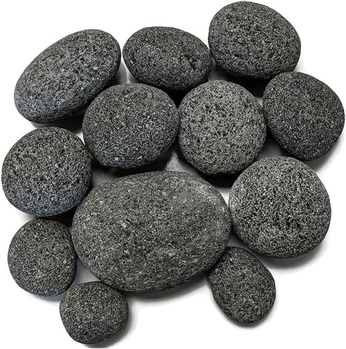 Polished Smooth Lava Rock Pebbles for Fire Pit 20 lbs 3-5" 10 lbs 2-3", 30 lbs Total