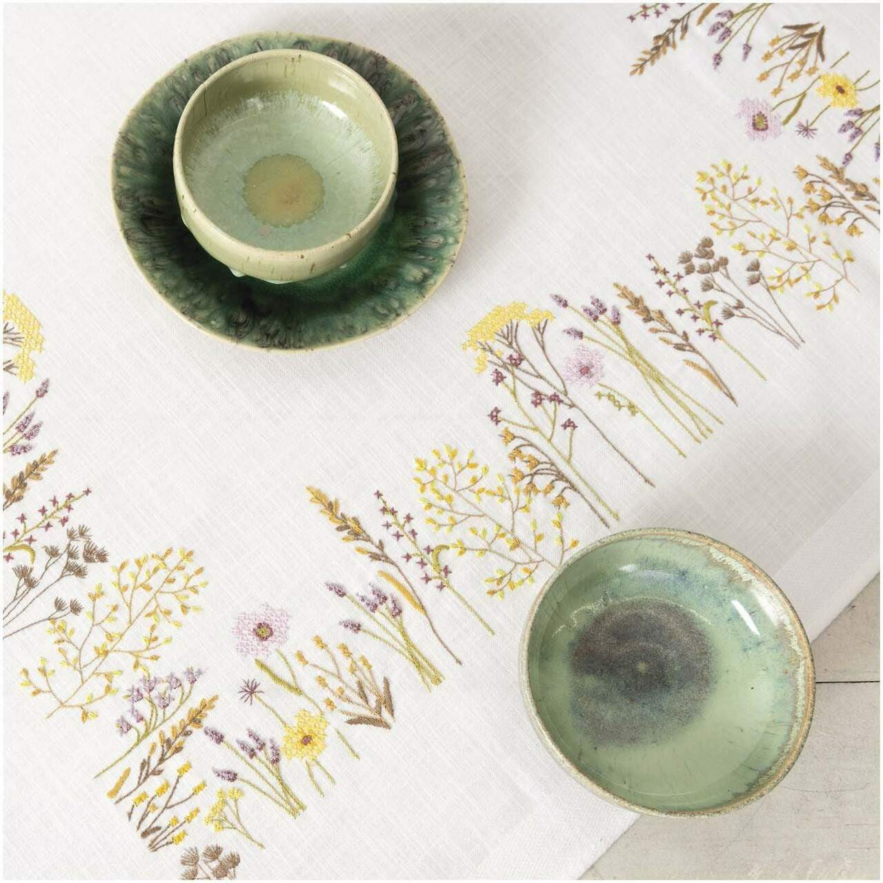 Rico Design Herbal Meadow Tablecloth Embroidery Kit, 90x90cm Wools Of