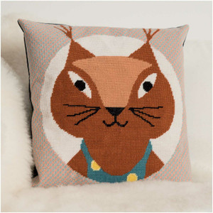 Rico Design Rico Design Squirrel Gobelin Cushion Cross Stitch Kit, 40x40cm Rico Design Rico Design Squirrel Gobelin Cushion Cross Stitch Kit, 40x40cm