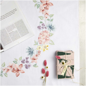 Rico Design Hortensia Wreath Tablecloth Embroidery Kit, 95x95cm Rico Design Hortensia Wreath Tablecloth Embroidery Kit, 95x95cm