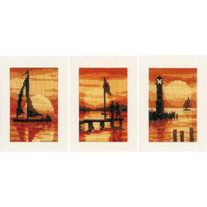 Vervaco Vervaco - Greeting Cards Sunset Cross Stitch Kit Set of 3 Vervaco Vervaco - Greeting Cards Sunset Cross Stitch Kit Set of 3