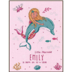 Vervaco Vervaco - Little Mermaid and Dolphin Cross Stitch Kit Vervaco Vervaco - Little Mermaid and Dolphin Cross Stitch Kit