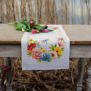 Vervaco Vervaco - Colourful Flowers Table Runner Cross Stitch Kit 32x84cm
