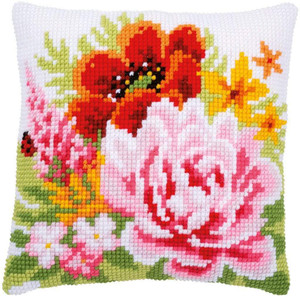 Vervaco Vervaco - Summer Flowers Cushion Cross Stitch Kit, 40x40cm Vervaco Vervaco - Summer Flowers Cushion Cross Stitch Kit, 40x40cm
