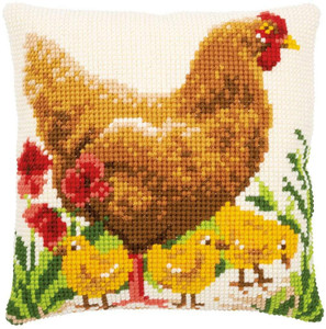 Vervaco Vervaco - Chicken With Chicks Cross Stitch Kit, 40x40cm Vervaco Vervaco - Chicken With Chicks Cross Stitch Kit, 40x40cm