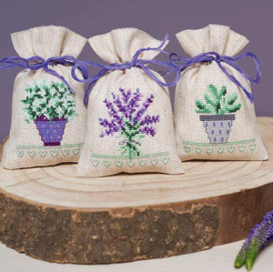 Vervaco Vervaco - Provence Bags For Herbs Cross Stitch Kit Set of 3 Vervaco Vervaco - Provence Bags For Herbs Cross Stitch Kit Set of 3
