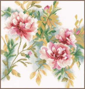 Lanarte Lanarte Rose Branch Cross Stitch Kit Lanarte Lanarte Rose Branch Cross Stitch Kit