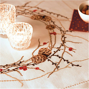 Rico Design Rico Design Larch Wreath Tablecloth Cross Stitch Kit, 90x90cm Rico Design Rico Design Larch Wreath Tablecloth Cross Stitch Kit, 90x90cm