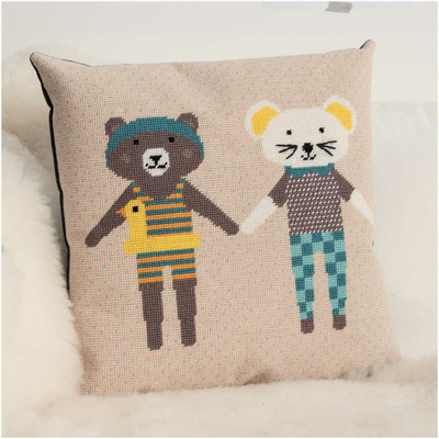 Rico Design Rico Design Bear and Mouse Gobelin Cushion Cross Stitch Kit