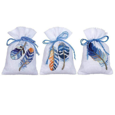 Vervaco Vervaco - Blue Feathers Bags For Herbs Cross Stitch Kit Set of 3
