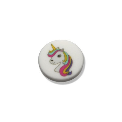 Rico Design White Button With Unicorn Motif 18 mm